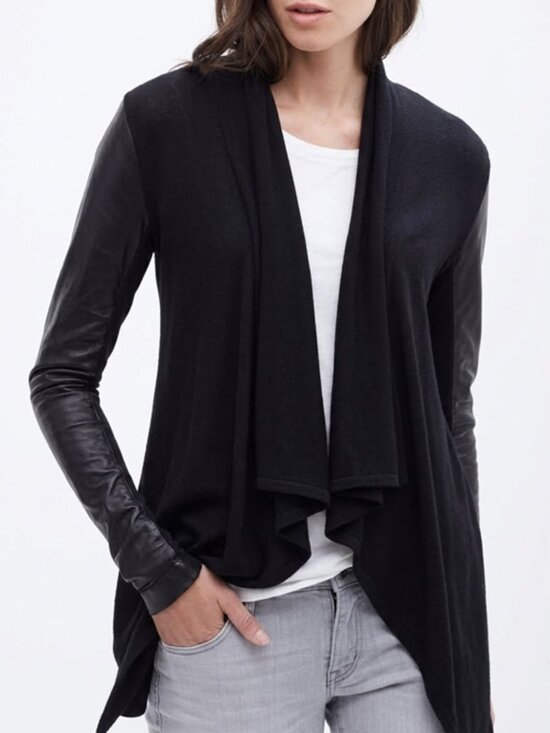 Danier Sweaters - Luxury Italian Leather Cybergoth Open Waterfall Handkerchief Rayon Cardigan XS